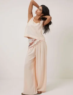 Linen Rich Wide Leg Trousers