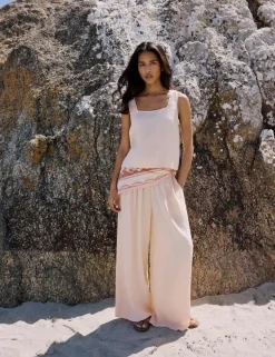 Linen Rich Wide Leg Trousers