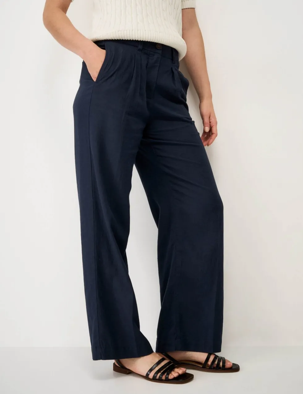 Linen Rich Wide Leg Trousers