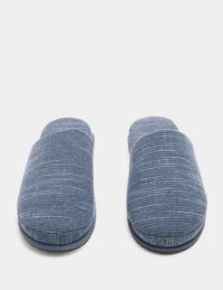 Linen Striped Mule Slippers