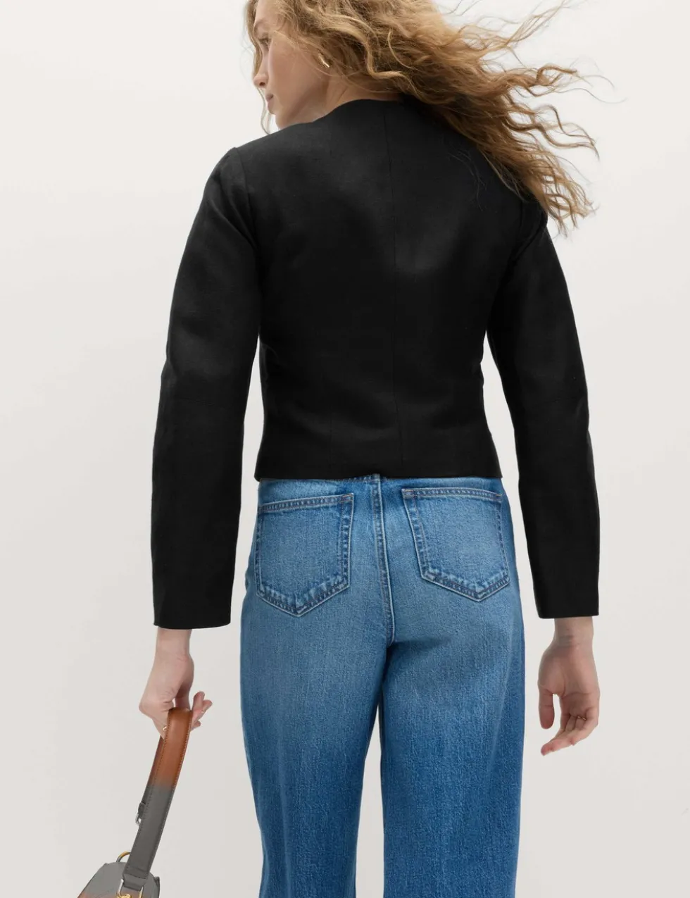 Linen Viscose Blend Collarless Jacket