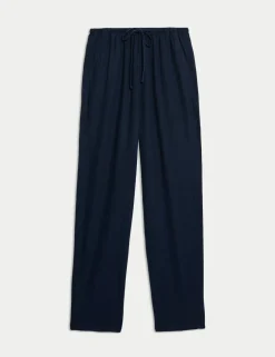 Linen-Rich Drawstring Tapered Trousers