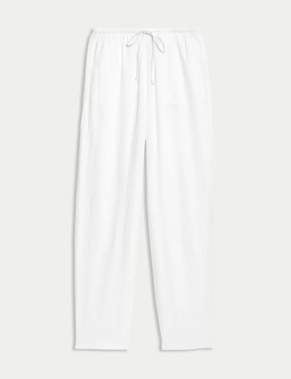 Linen-Rich Drawstring Tapered Trousers