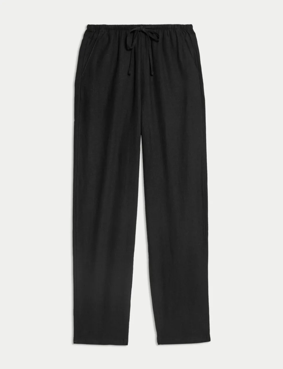 Linen-Rich Drawstring Tapered Trousers