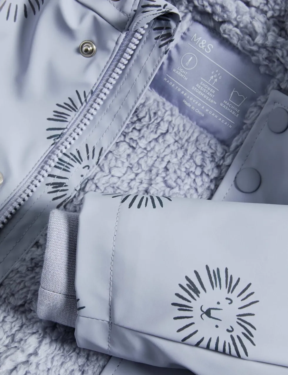 Lion Print Borg Lined Raincoat (3 Mths-3 Yrs)