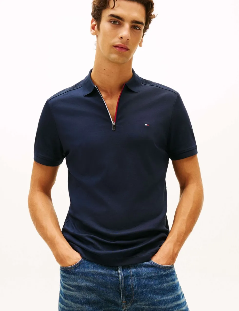 Liquid Pure Cotton Half Zip Polo Shirt