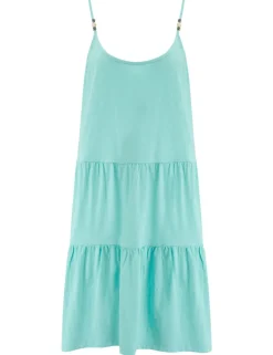 Lola Strappy Tiered Cotton Slub Jersey Beach Dress