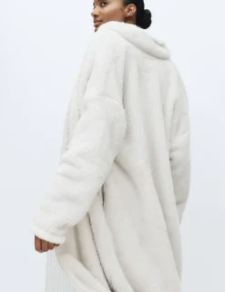 Long Pile Fleece Zipped Dressing Gown