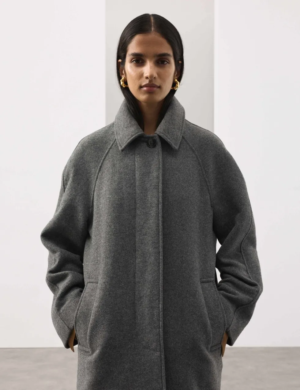 Longline Car Coat with Wool