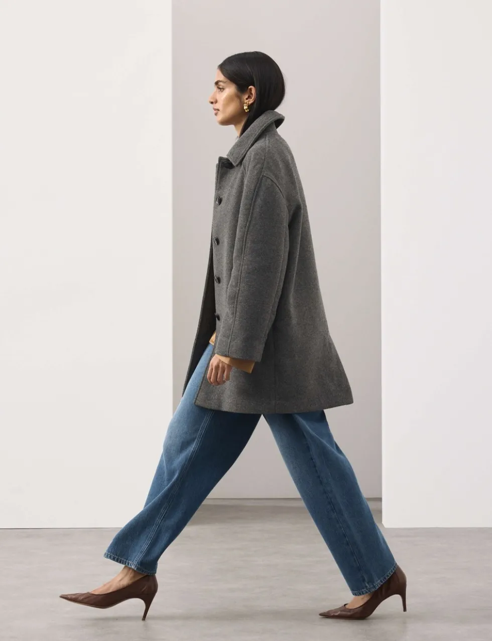 Longline Car Coat with Wool