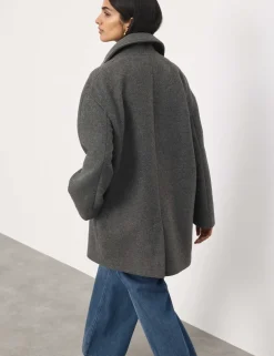 Longline Car Coat with Wool