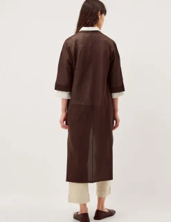 Longline Short Sleeve Cardigan with Linen