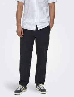 Loose Fit Lightweight Trousers with Linen
