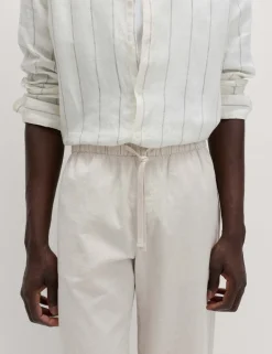 Loose Fit Linen Blend Elasticated Waist Trousers