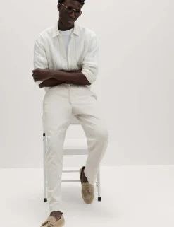 Loose Fit Linen Blend Elasticated Waist Trousers