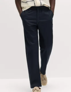 Loose Fit Linen Blend Elasticated Waist Trousers