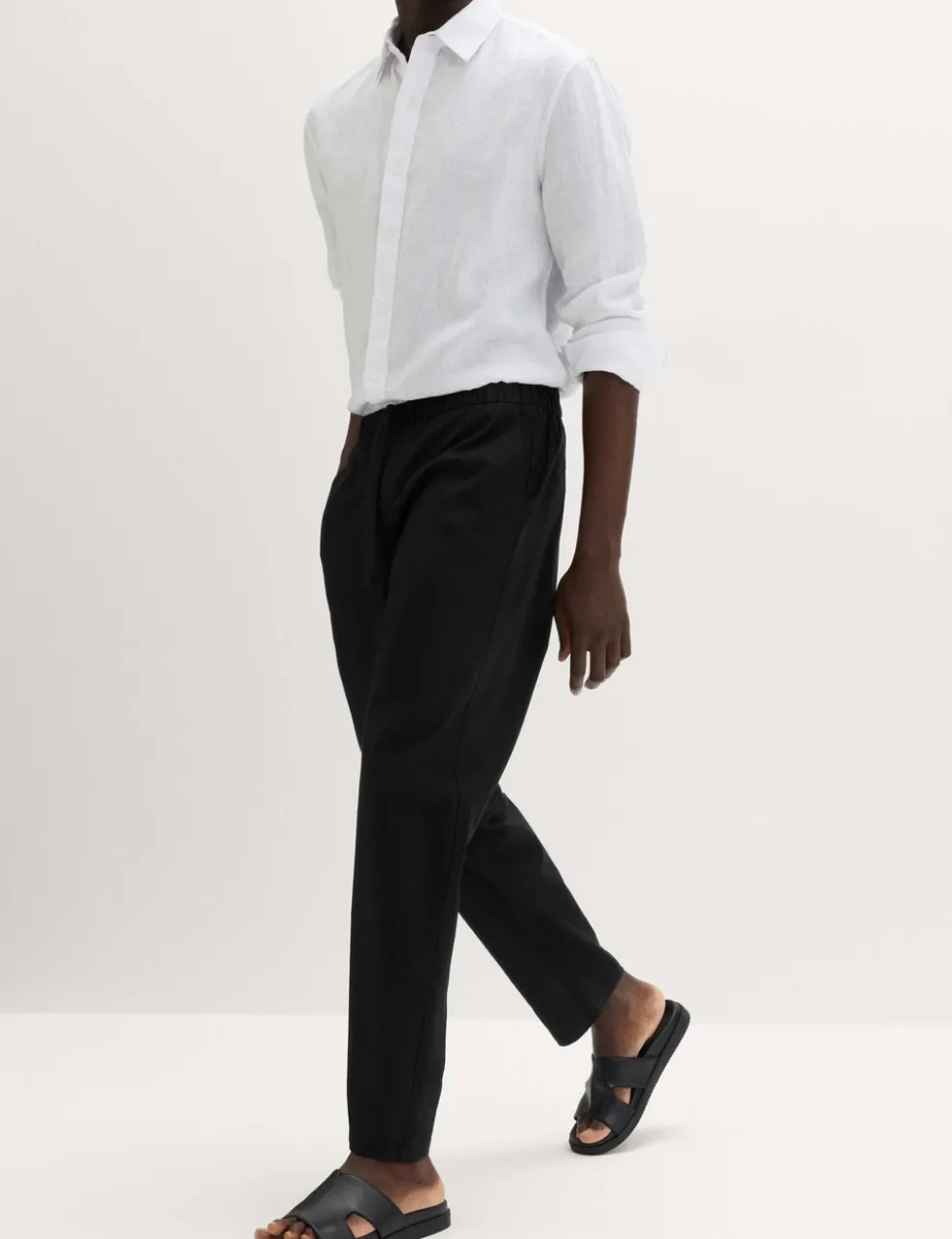 Loose Fit Linen Blend Elasticated Waist Trousers