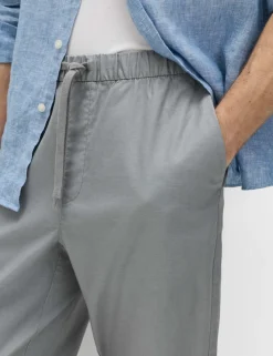 Loose Fit Linen Blend Elasticated Waist Trousers