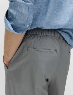 Loose Fit Linen Blend Elasticated Waist Trousers