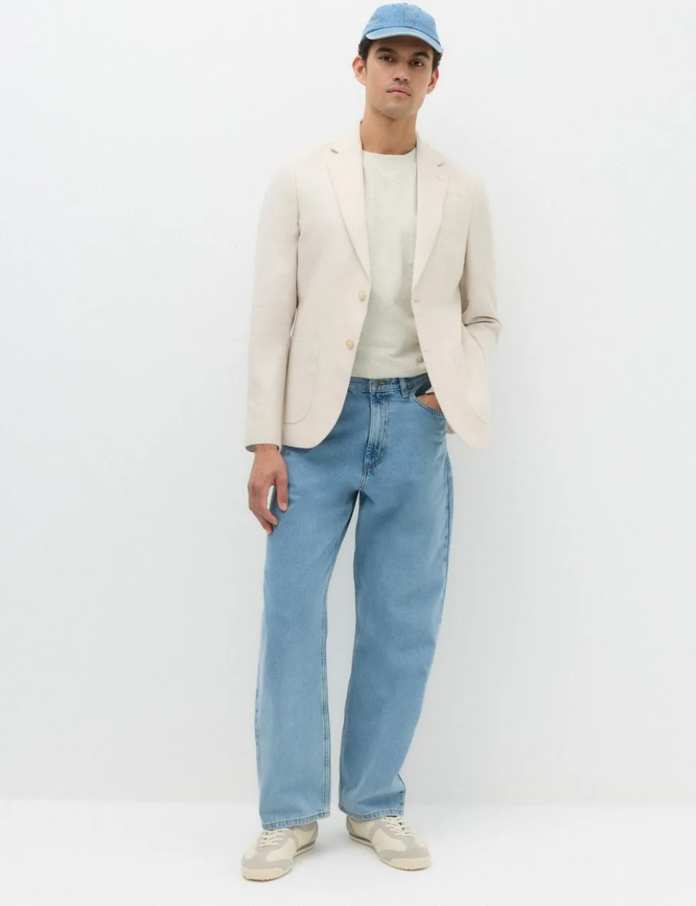 Loose Fit Pure Cotton Rigid Jeans