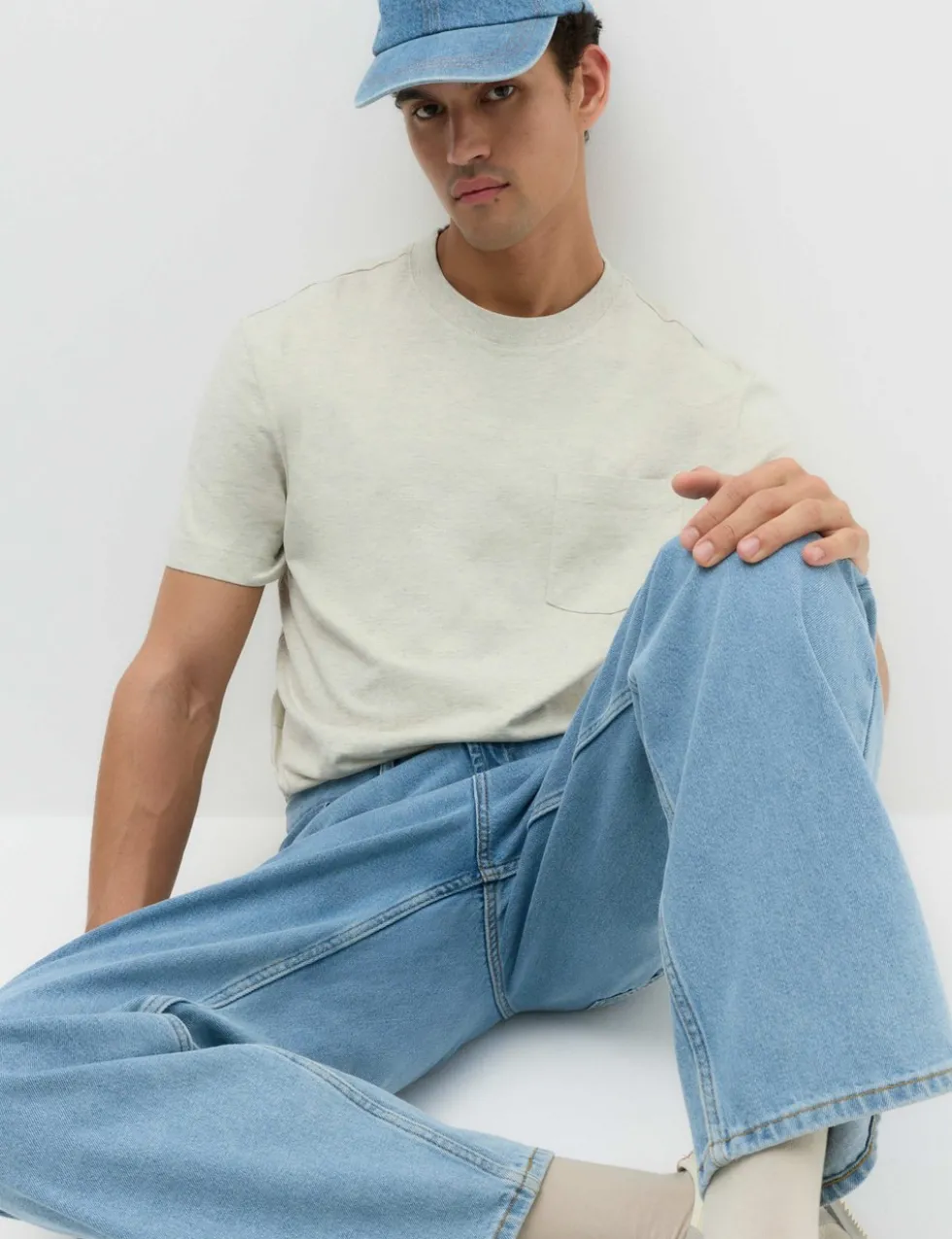 Loose Fit Pure Cotton Rigid Jeans