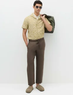 Loose Fit Pure Linen Elasticated Waist Trousers