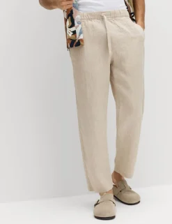 Loose Fit Pure Linen Elasticated Waist Trousers