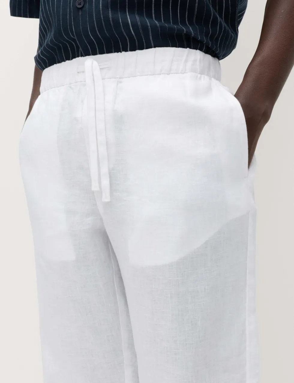 Loose Fit Pure Linen Elasticated Waist Trousers