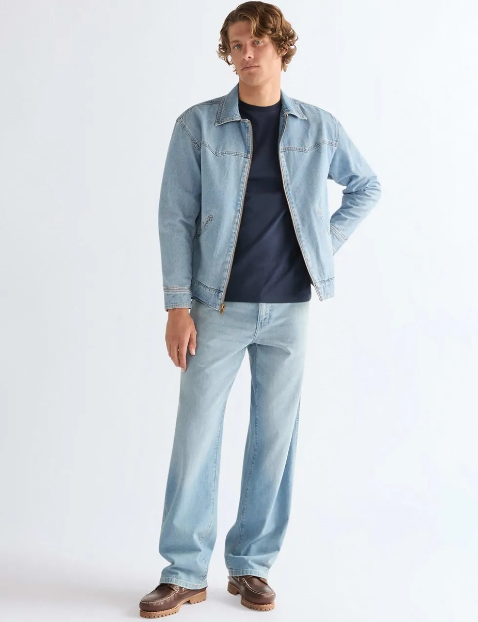 Loose Straight Fit Pure Cotton Jeans