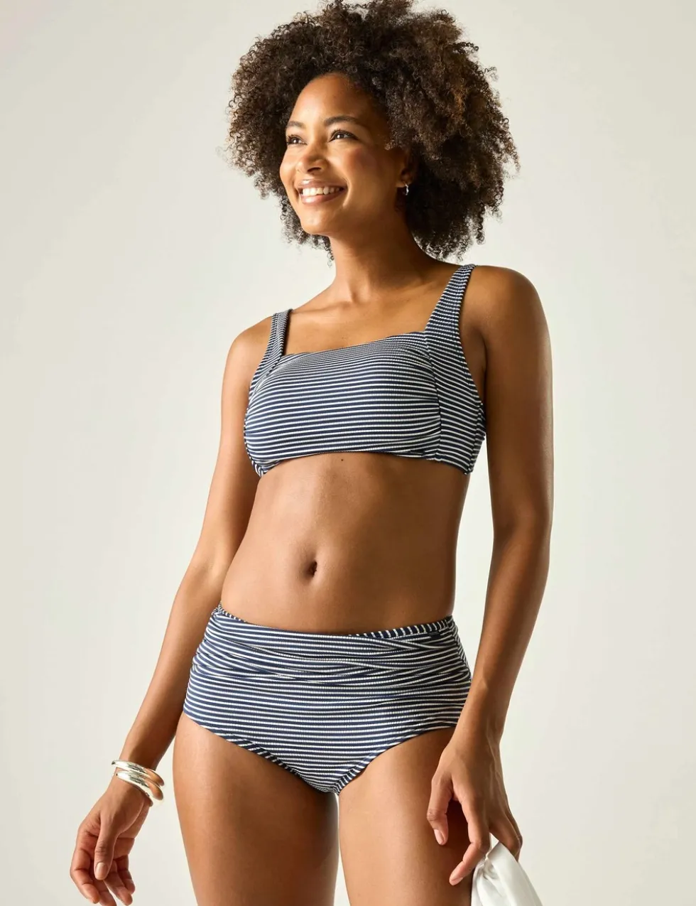 Loria Striped Padded Square Neck Bikini Top