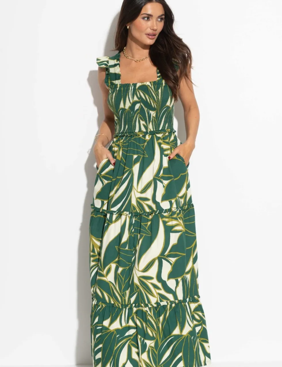 Lucy Cotton Poplin Tiered Maxi Dress