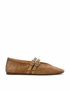 Lydia Leather Buckle Flat Pumps