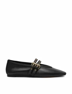 Lydia Suede Buckle Flat Pumps
