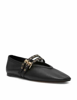 Lydia Suede Buckle Flat Pumps