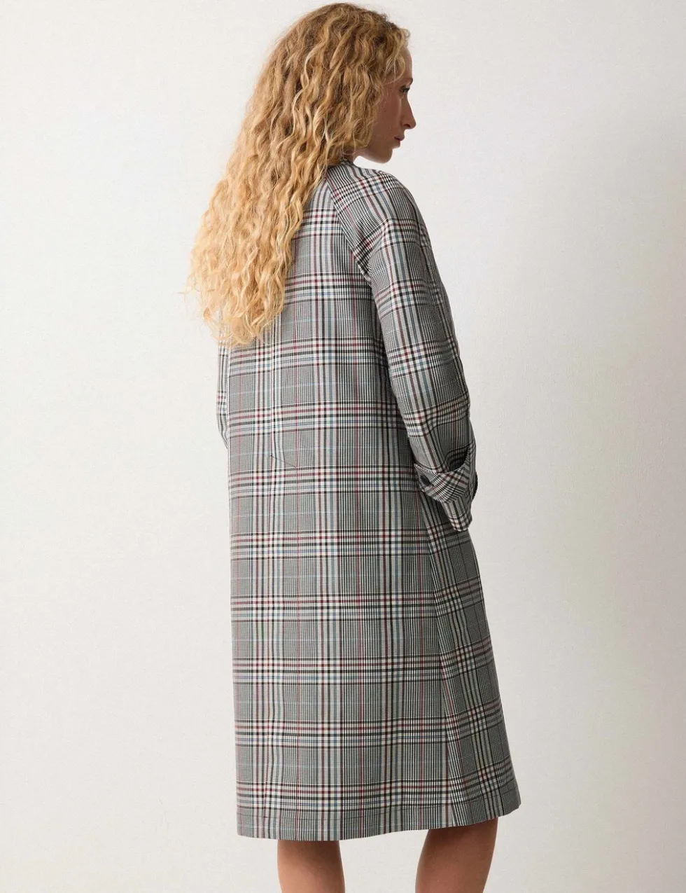 Lyocell Blend Bonded Checked Trench Coat