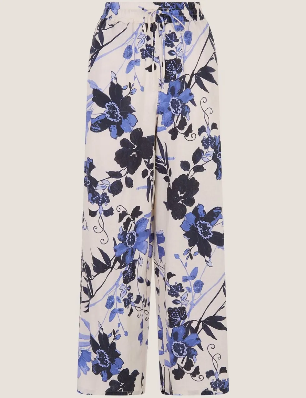 Lyocell Blend Floral Wide Leg Trousers