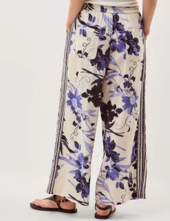 Lyocell Blend Floral Wide Leg Trousers