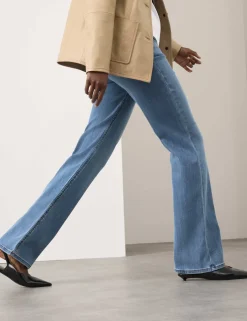 Lyocell Blend High Waisted Flared Jeans