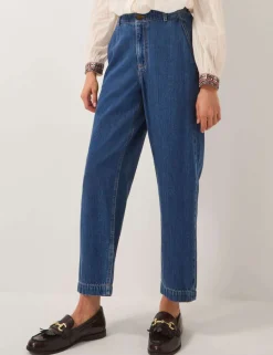 Lyocell Blend High Waisted Carrot Leg Jeans