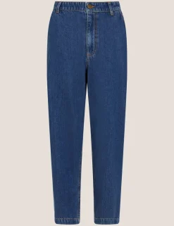 Lyocell Blend High Waisted Carrot Leg Jeans