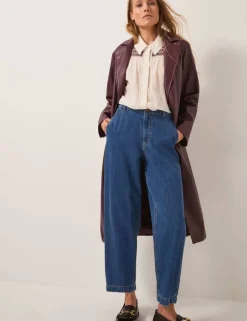 Lyocell Blend High Waisted Carrot Leg Jeans