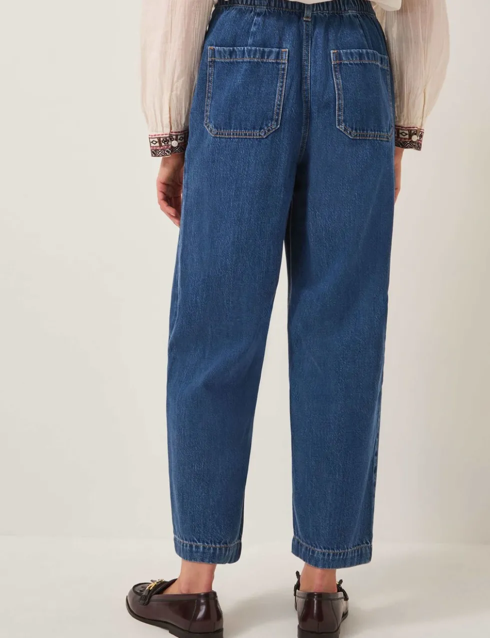 Lyocell Blend High Waisted Carrot Leg Jeans