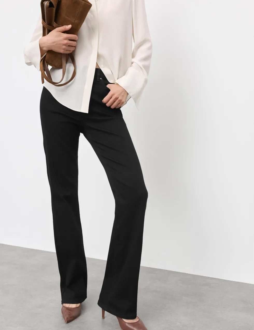 Lyocell Blend High Waisted Flared Jeans