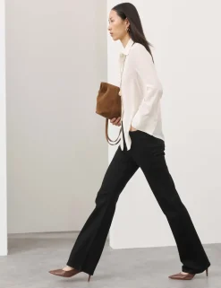 Lyocell Blend High Waisted Flared Jeans