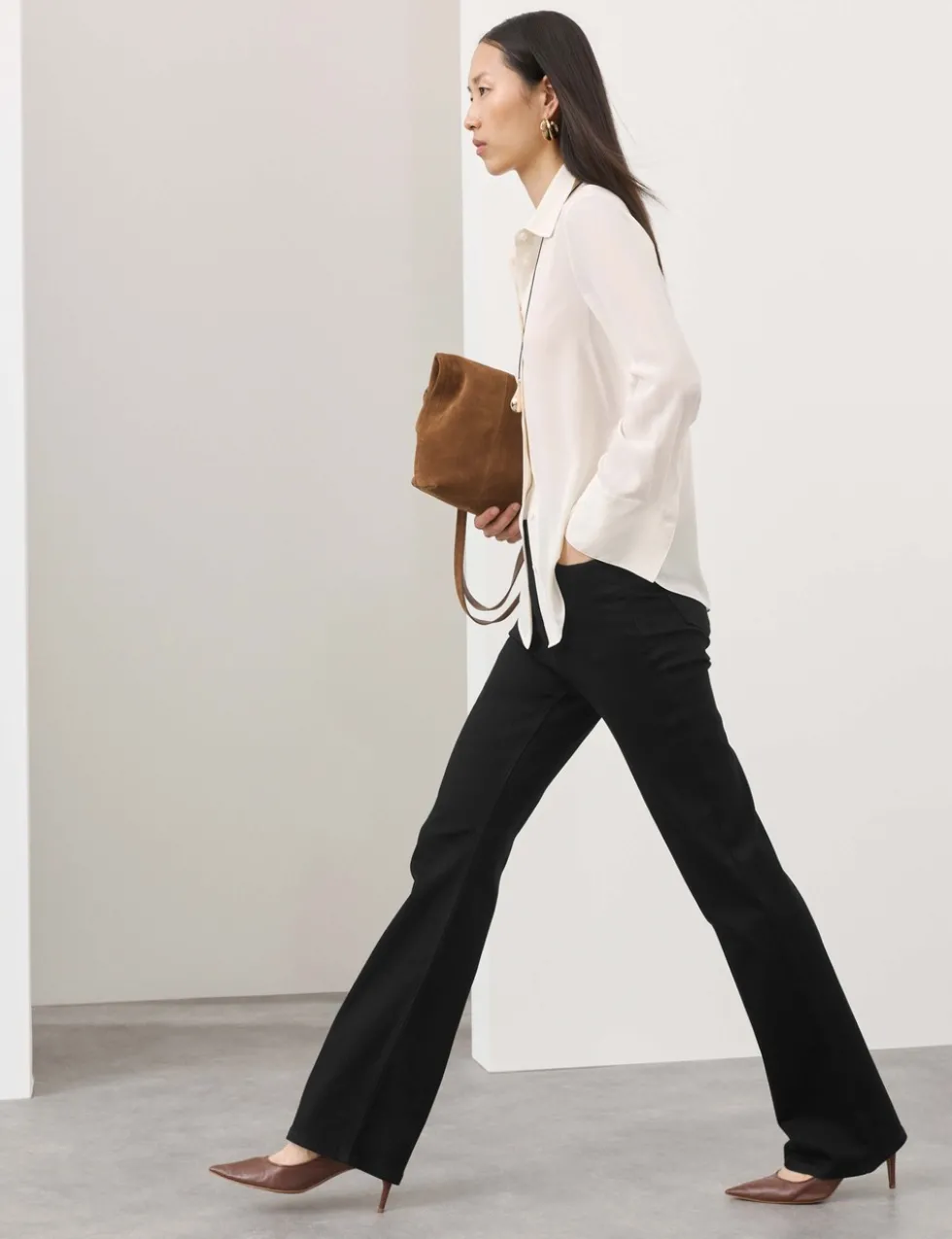 Lyocell Blend High Waisted Flared Jeans