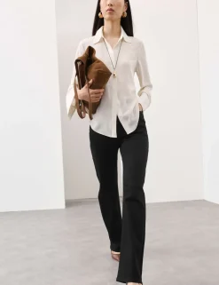 Lyocell Blend High Waisted Flared Jeans