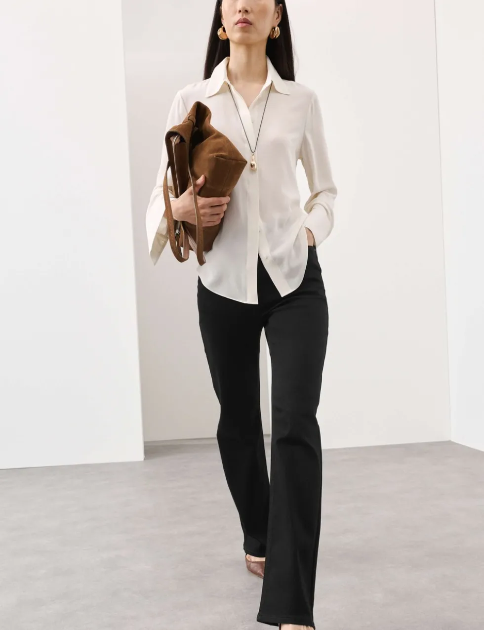 Lyocell Blend High Waisted Flared Jeans