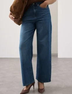 Lyocell Blend High Waisted Straight Leg Jeans