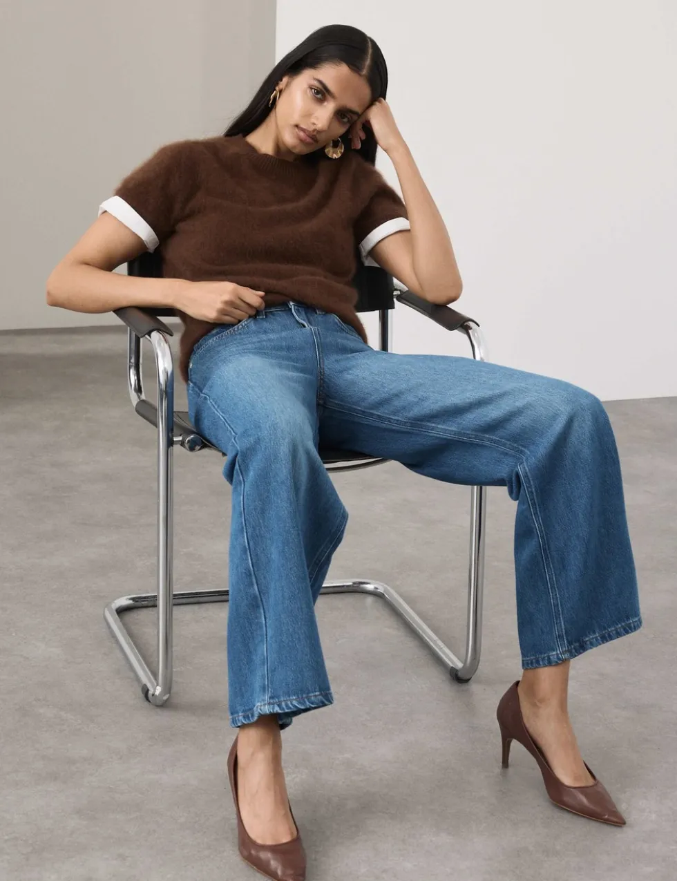 Lyocell Blend High Waisted Straight Leg Jeans