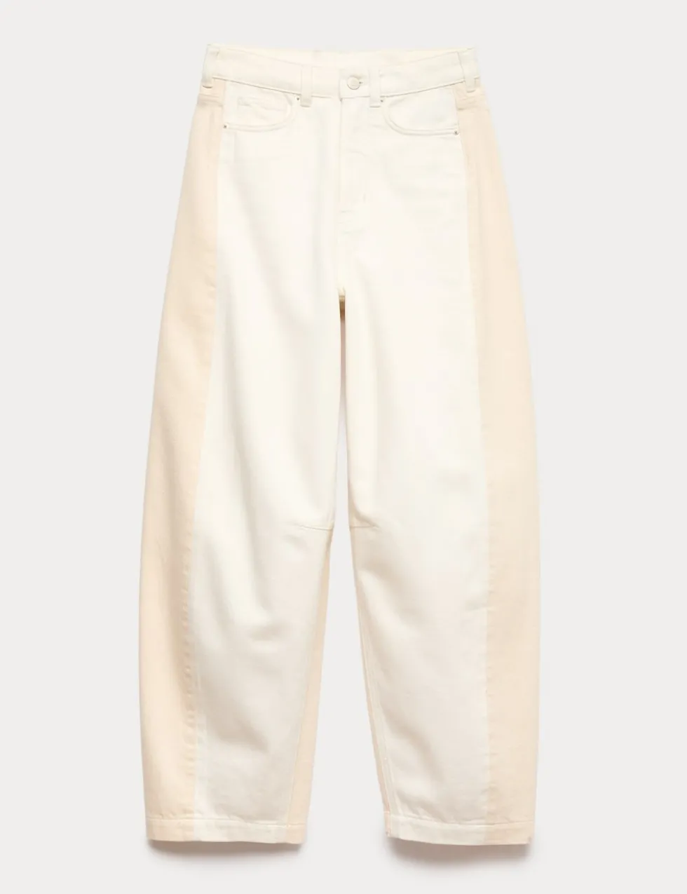Lyocell Blend Two Tone Panel Barrel Jeans